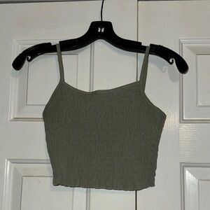 SHEIN Green Ribbed Sleeveless Camisole Crop Top